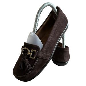 Aerosoles Turn N Stitch Brown Suede Slip On Loafers with Tassel Size: 8M